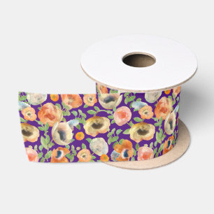 Lazo De Raso Flores de primavera naranja