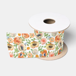 Lazo De Raso Flores de primavera naranja