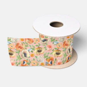 Lazo De Raso Flores de primavera naranja