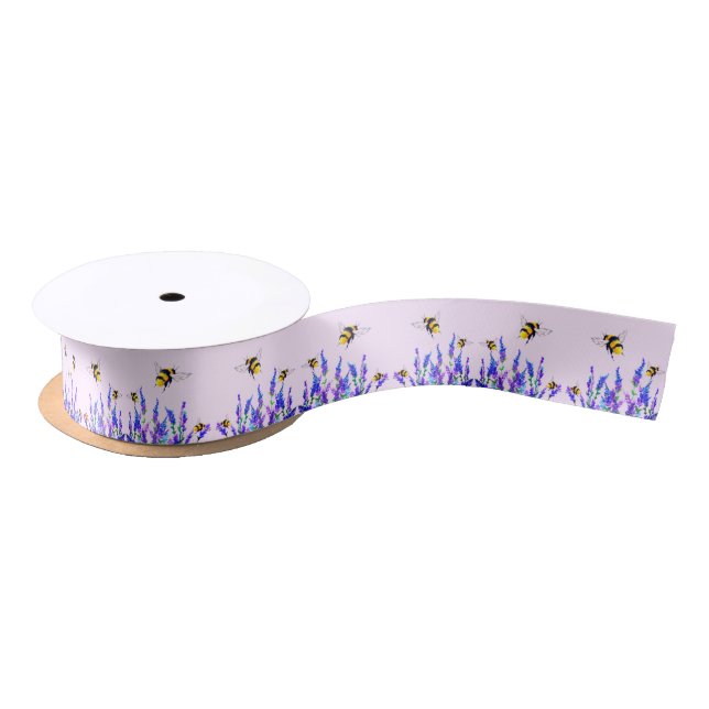 Lazo De Raso Flores de primavera y cinta de abejas (Carrete)