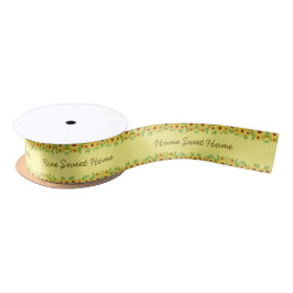 Lazo De Raso Flores de sol sobre fondo amarillo 1.5" - texto Pe