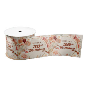 Lazo De Raso Flores de terracota retro groovy script 30 cumplea