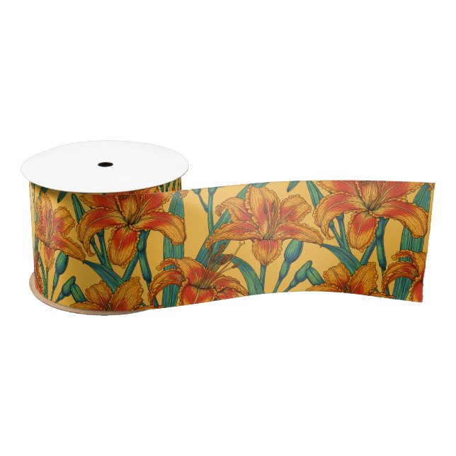 Lazo De Raso Flores diurnas, azules y amarillas (Carrete)