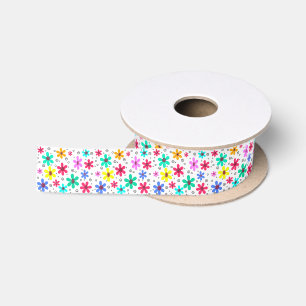 Lazo De Raso Flores multicolores daisies fondo retro sumario