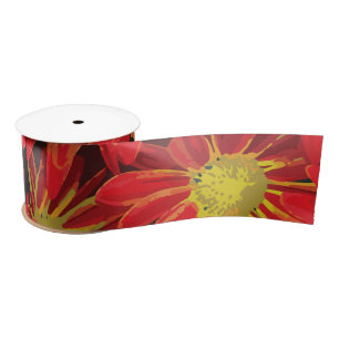 Lazo De Raso Flores rojas y amarillas 1