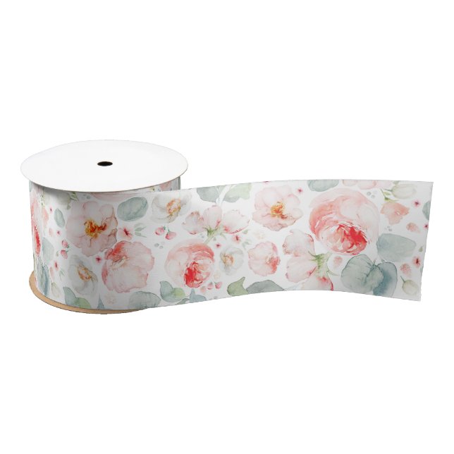 Lazo De Raso Flores rosa claras y elegantes botánicas modernas (Carrete)