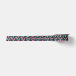 Lazo De Raso Flores rosas en negro
