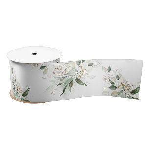 Lazo De Raso Foliage de primavera dorada elegante blanco