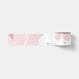 Lazo De Raso Fondo blanco con flores pastel de color rosa