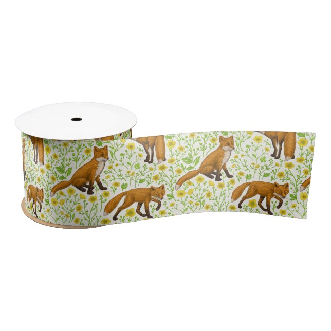 Lazo De Raso Foxes y mariposas en blanco natural (Carrete)