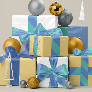 Lazo De Raso Franja Ancha Azul Francés y Turquesa