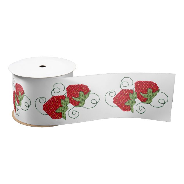 Lazo De Raso Fresas cruzadas punto (Carrete)