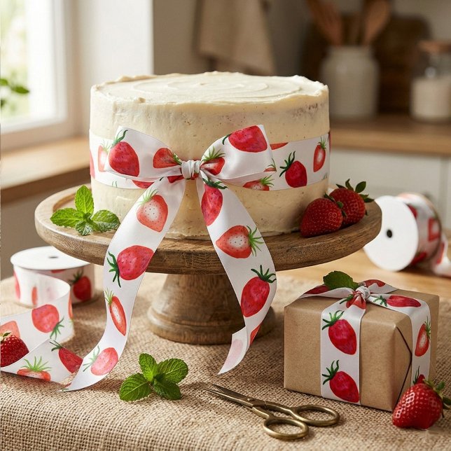 Lazo De Raso Fresas en acuarela dulce (Subido por el creador)