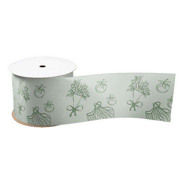 Lazo De Raso Fresco fuera del mercado Whimsical Sage green (Carrete)
