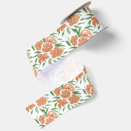 Lazo De Raso Fresco Patrón Floral Vibrante de Acuarela