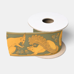 Lazo De Raso Frisa de ardillas de estilo Art Nouveau vintage