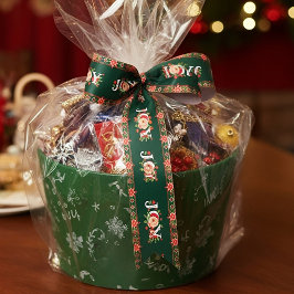 Lazo De Raso frontera floral de Navidad ALEGRÍA
