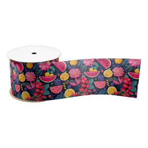 Lazo De Raso Frutas y flores tropicales