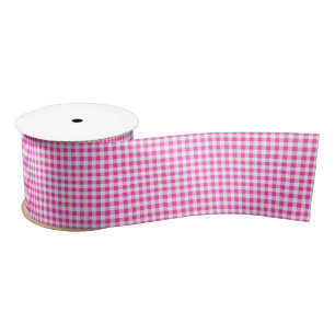 Lazo De Raso Fuchsia Gingham Satin Ribbon