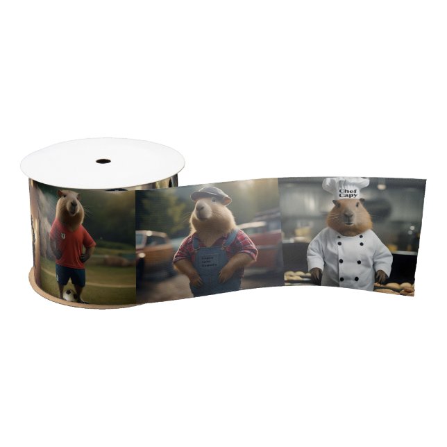 Lazo De Raso Funny Capybara Photo Collage, (Carrete)