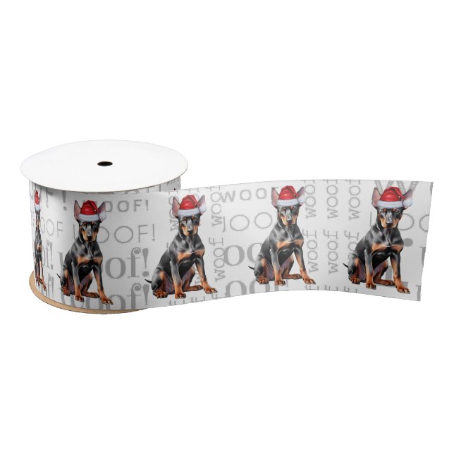 Lazo De Raso Funny Doberman Pinscher Santa Dog  (Carrete)