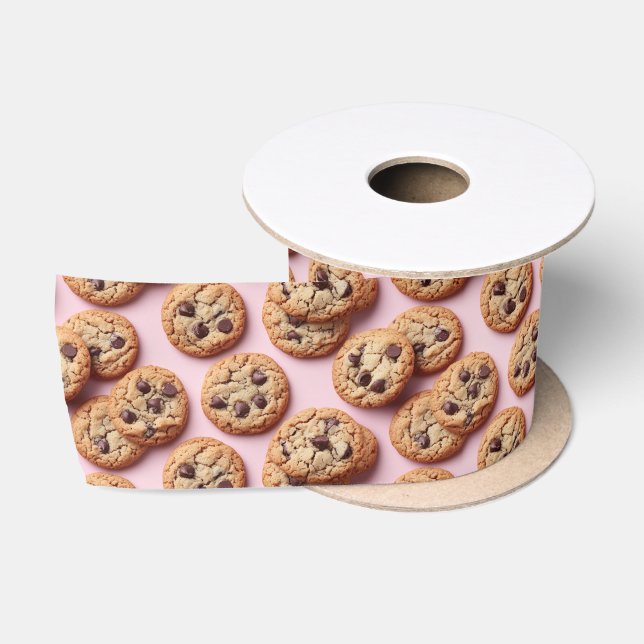 Lazo De Raso Galletas con chispas de chocolate sobre rosa (Carrete)
