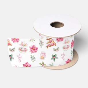 Lazo De Raso Galletas de Navidad y Follaje Rosa