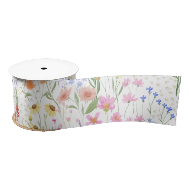 Lazo De Raso Garden light Background Wildflowers Floral Pattern (Carrete)