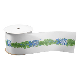 Lazo De Raso Garland Chinoiserie azul y blanco, Grandmillenienn