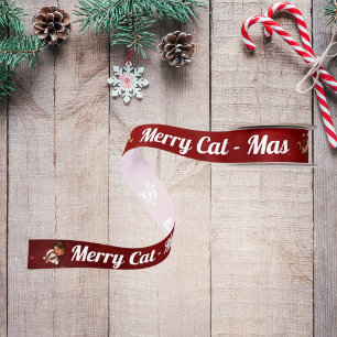 Lazo De Raso Gato Alegre -Feliz Navidad Gato Rojo Amantes de lo