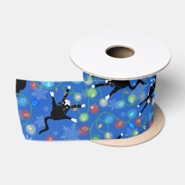 Lazo De Raso Gato gracioso enredado en luces Navidades