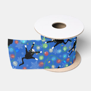 Lazo De Raso Gato gracioso enredado en luces Navidades