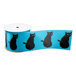 Lazo De Raso Gato negro con cinta de ojos azules - colores Pers