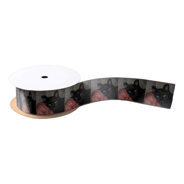 Lazo De Raso Gato negro de Halloween (Carrete)