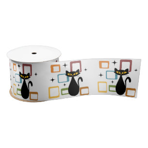 Lazo De Raso Gato negro de Mid Century