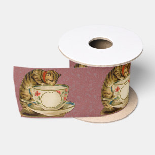 Lazo De Raso Gato Taza de Té Lindo Vintage Victoriano Mascota C