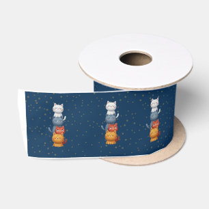 Lazo De Raso Gatos apilados lindos cinta de satén 🐱 Estrella