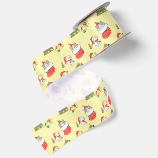 Lazo De Raso Gatos Lindos de Navidad Patrón – Diseño Festivo de