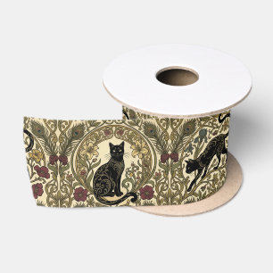 Lazo De Raso Gatos Negros Art Nouveau