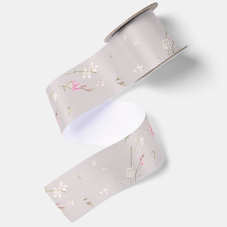 Lazo De Raso Gaura Acuarela Floral Rosa Suave