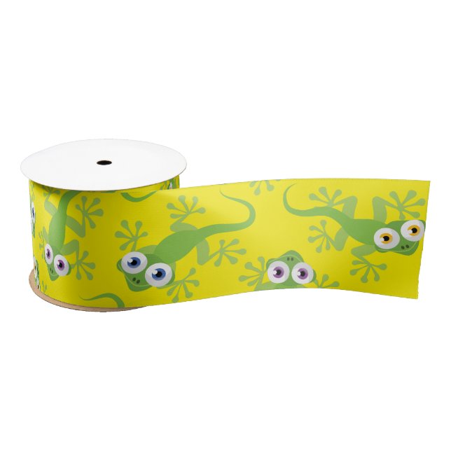 Lazo De Raso Gecko Lizards Birday Party Cute Kids Satin Ribbo (Carrete)