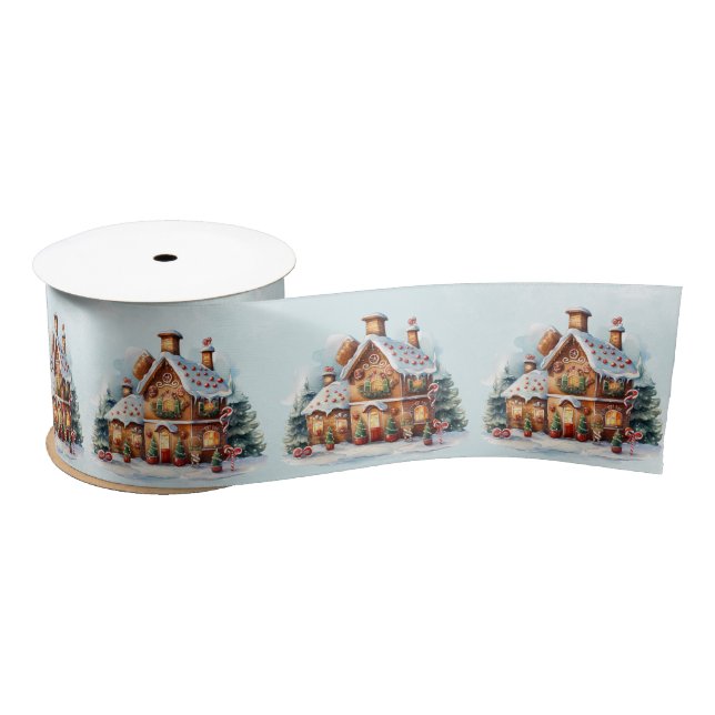Lazo De Raso Gingerbread House Navidades Satin Ribbon (Carrete)