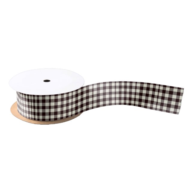 Lazo De Raso Gingham Classic Moderno en blanco y negro (Carrete)
