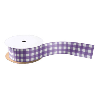 Lazo De Raso Gingham mediano morado y blanco