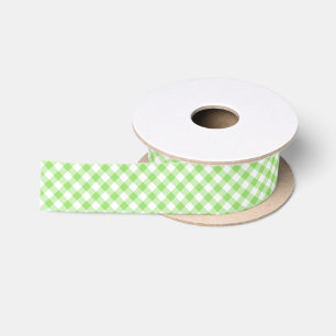 Lazo De Raso Gingham Retro Verde Primavera