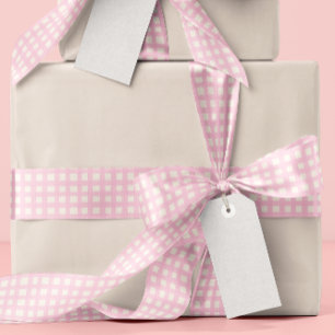 Lazo De Raso Gingham Texturizado Rosa