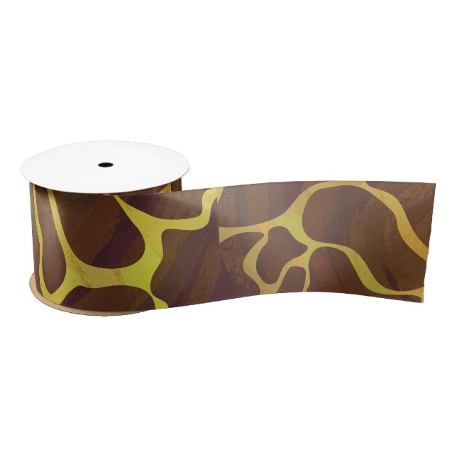 Lazo De Raso Giraffe Brown and Yellow Print (Carrete)