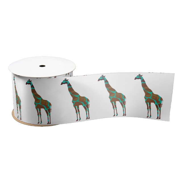 Lazo De Raso Giraffe Brown y la silueta Verde azulada (Carrete)