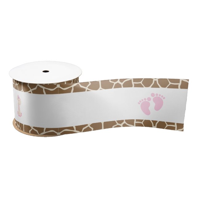 Lazo De Raso Giraffe Chica rosado Baby Shower (Carrete)