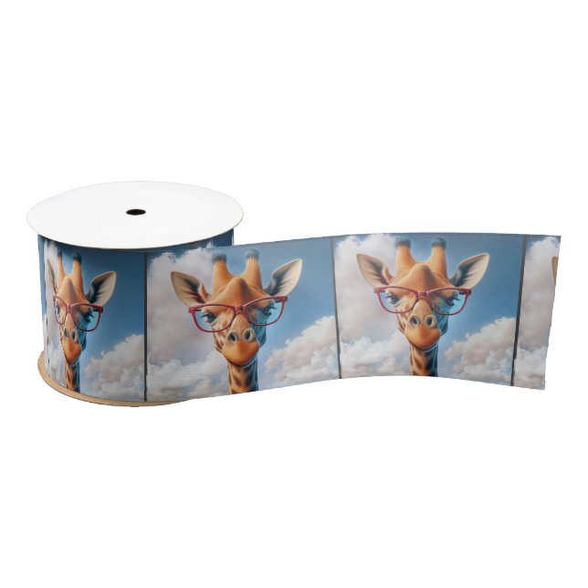 Lazo De Raso Giraffe En Las Nubes Con Gafas Rojas (Carrete)